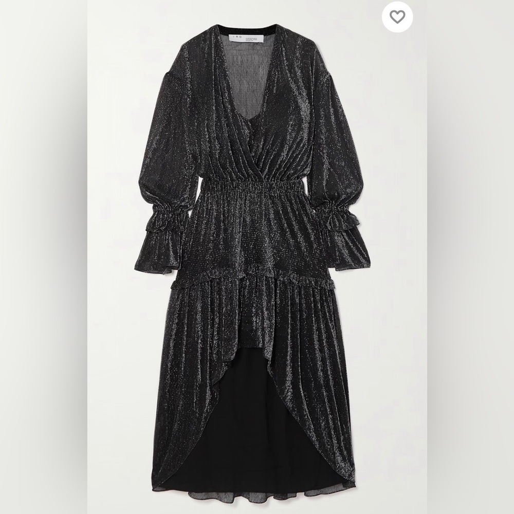 IRO Rolienae Ruffled Metallic Chiffon Midi Dress - Picture 9 of 9